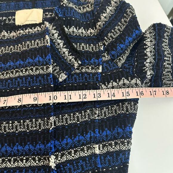 Rebecca Taylor Navy Striped Tweed Fringe-Hem Jacket Size 2 - Picture 7 of 10